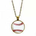 Fashion Retro Round Charm Necklaces Sweater Chain Ornaments Baseball Pendant Necklace for Teens