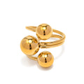 Minimalist 18K PVD Gold Plated Statement Bead Ring Women Stainless Steel Three Ball Open Ring