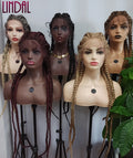 LINDAL 4 Braids 1/27 Black 1/99J 27/613 1/30 1b/613 Ready Ship Attractive Design Hand Tied Lace Front Braided Synthetic Hair Wig