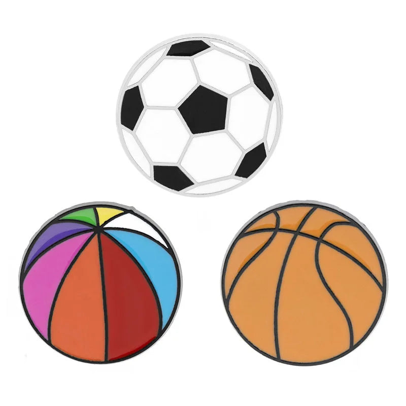 Cartoon Football Basketball Beach Ball Enamel Fashion Brooch Pin Alloy Badge Shirt Backpack Metal Pin Jewelry Gift for Men