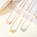 Customize Logo Gold Plated Blank Tube Charm Necklace Stainless Steel Snake Chain Rectangle Pendant Necklace