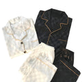 Custom Two Piece Jacquard Pyjamas Luxury Striped Couple Satin Sleepwear Pajama Set for Women