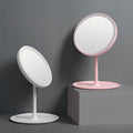 USB Rechargeable LED Makeup Mirror with 3 Level Lights Dimmable Round Desk Cosmetic Mirrors