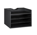 Wooden desktop paper document sorter stand document letter mail tray with 3 adjustable shelves for school home office supplies