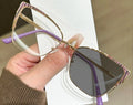 High Quality Metal Photochromic Glasses Women Color Changing Spectacles Metal Retro Frame Anti Blue Light Blocking Eyeglasses