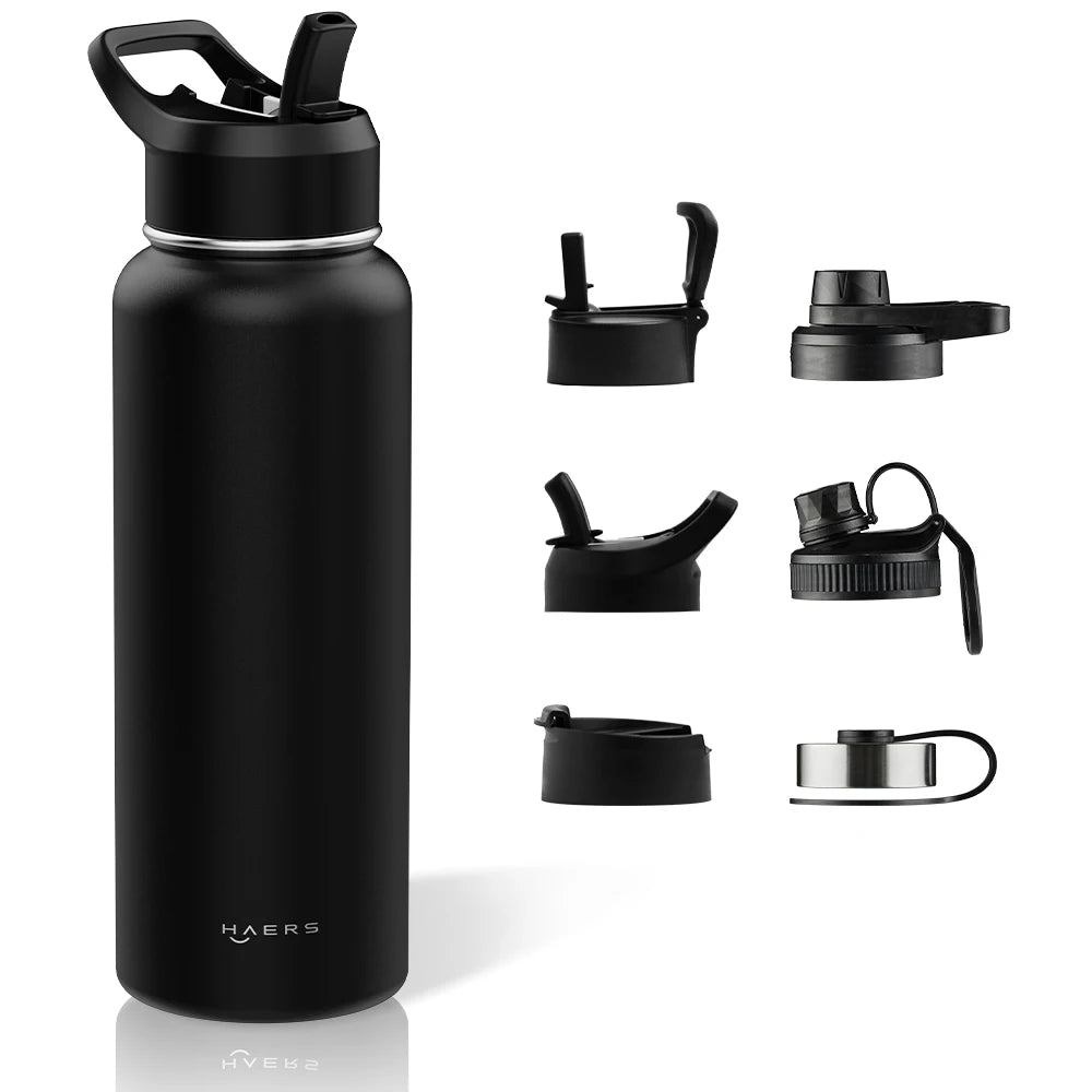 Lead-free 32oz Double Wall Wide Mouth Stainless Steel Water Bottle with Straw
