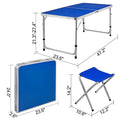 Camping Garden Height Adjustable Aluminium Alloy Table with Bench Chair
