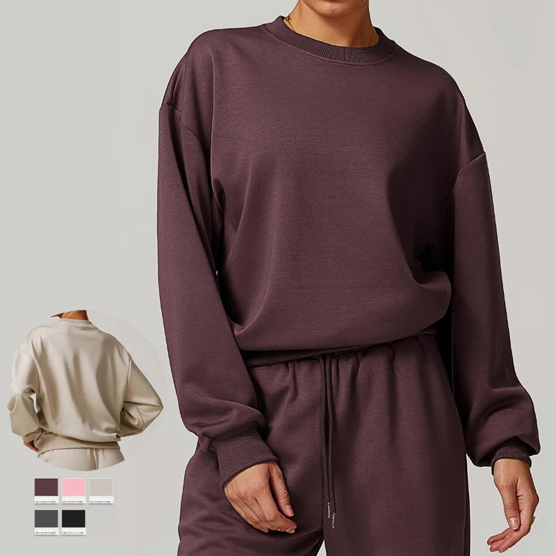 SHINBENE Air Layer Oversized Sweatshirts Hoodies Womens Crewneck Pullover Shirts Fall Outfits
