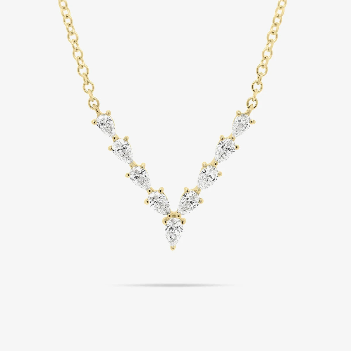 Pear Cut CZ V Shape Pendant 925 Sterling Silver Women Jewelry Gold Plated Jewelry Necklace