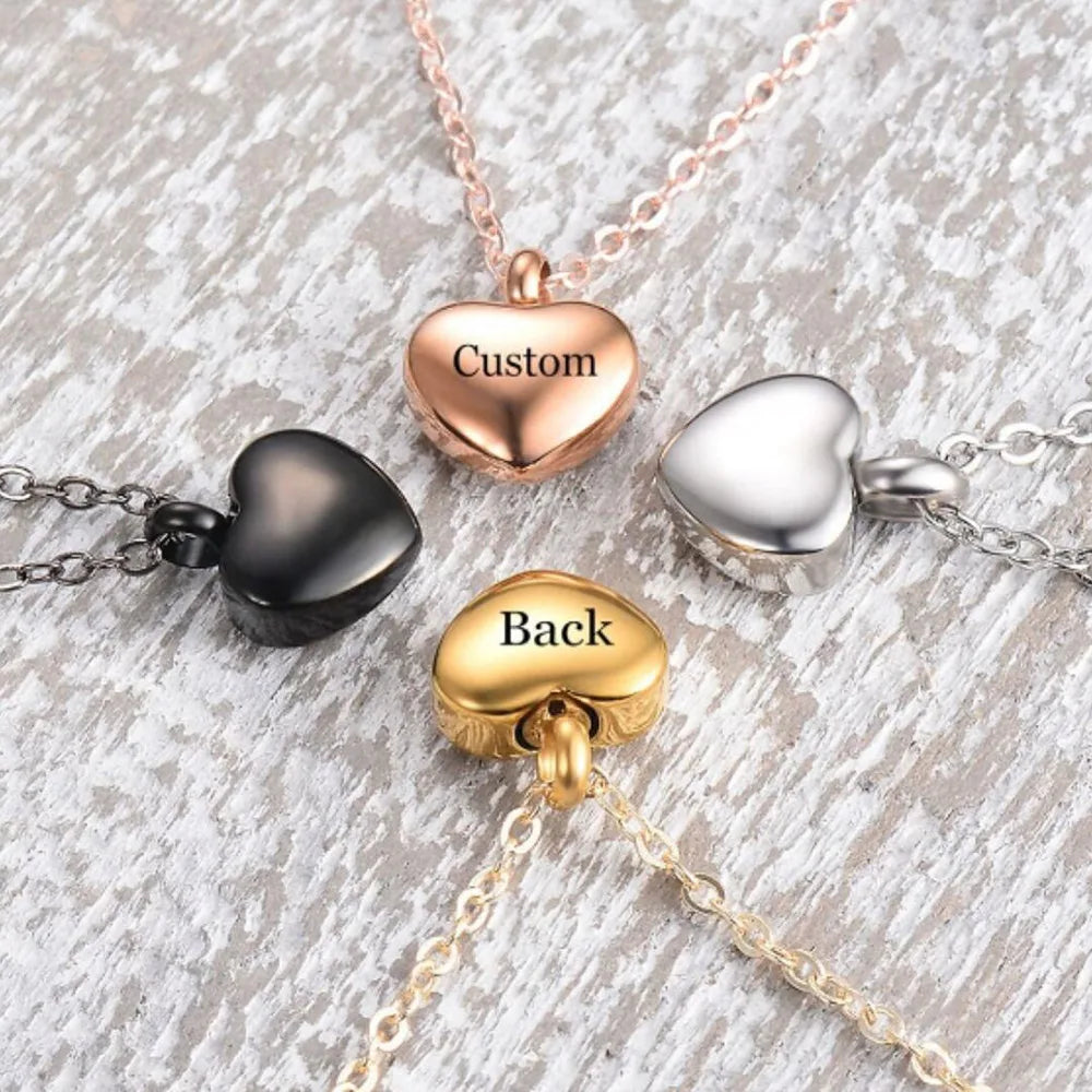 Fashion Mother Valentines Day Gift Custom Name Plate Logo Diy Stainless Steel Gold Plated Necklace Charm Heart Pendant Necklace