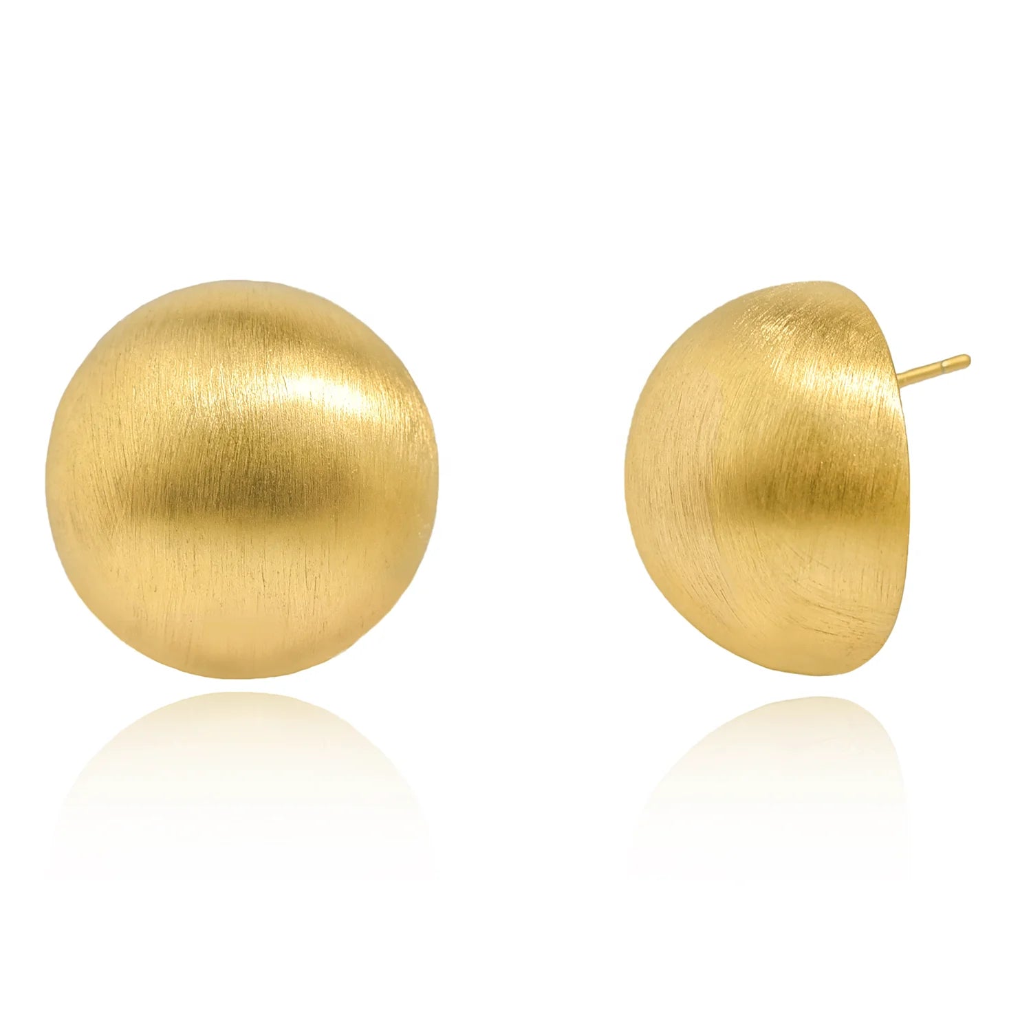 Gold-plated Brass 1.5cm Brushed and Matte Gold Ball Earrings Ear Clasps for Women Custom Fashion Jewelry