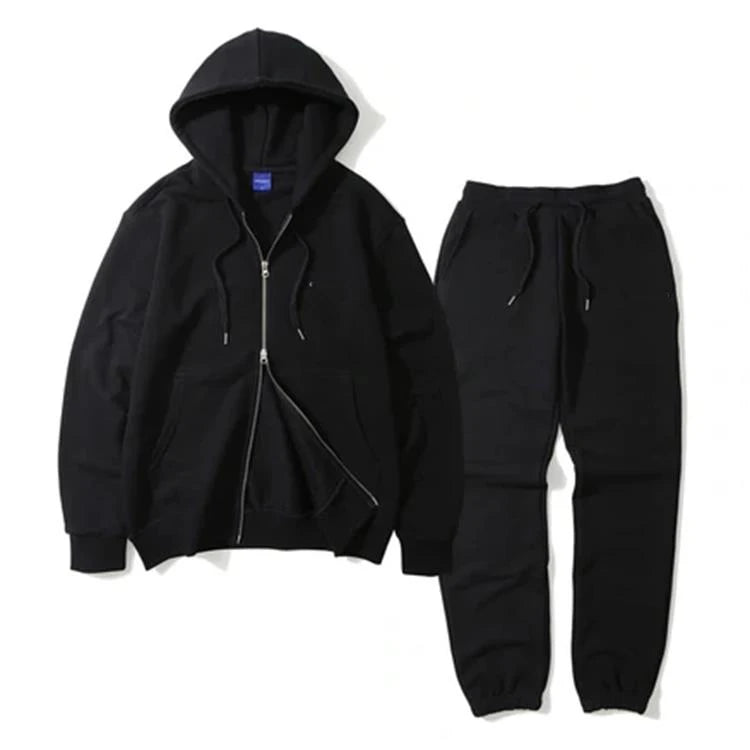 Premium Double Zip up Hoodies and Sweatpants Full Zip Hoodie Sweatsuit Training Jogging Wear