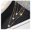 Fashion Rhinestone Star Heart Multilayer Necklace for Women Jewelry