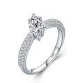 Fashion 925 Sterling Silver Shiny Horse Eye CZ Diamond  Engagement Wedding Ring For Women