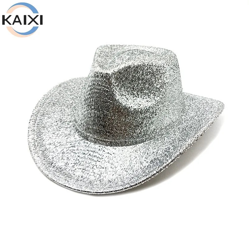 Lace Gold Western Cowboy Hat Stage Woolen Top Hat Party Holiday Hat