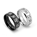 Black Silver Zodiac Rings Stainless Steel Zodiac Sign Ring Statement Ring Horoscope Birthday Jewelry Gifts for Men