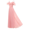 Women's Long Flowy L51499 Chiffon Bridesmaid Dress Solid Pattern Natural Waistline Breathable Feature