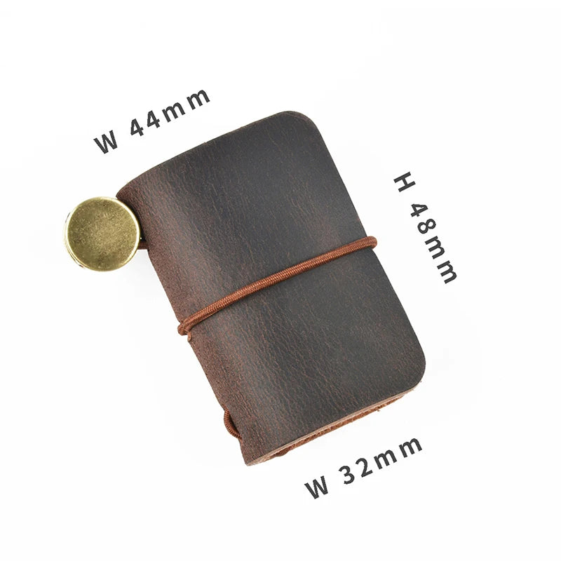 Mini Writing Planner Kraft Paper Motivational Genuine Leather Notebook with Elastic