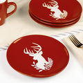 Wholesale Holiday 4pcs Handpainted Stoneware Dinnerware Set Christmas Party Side Plates Ceramic Dinner Salad Plate