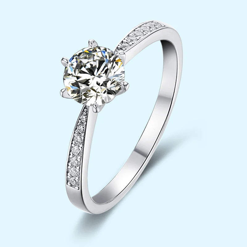 Gemstone 1.0ct Fine Jewelry Real 925 Sterling Silver Hip Hops Jewelry Wedding Band Engagement Moissanite Ring for Woman