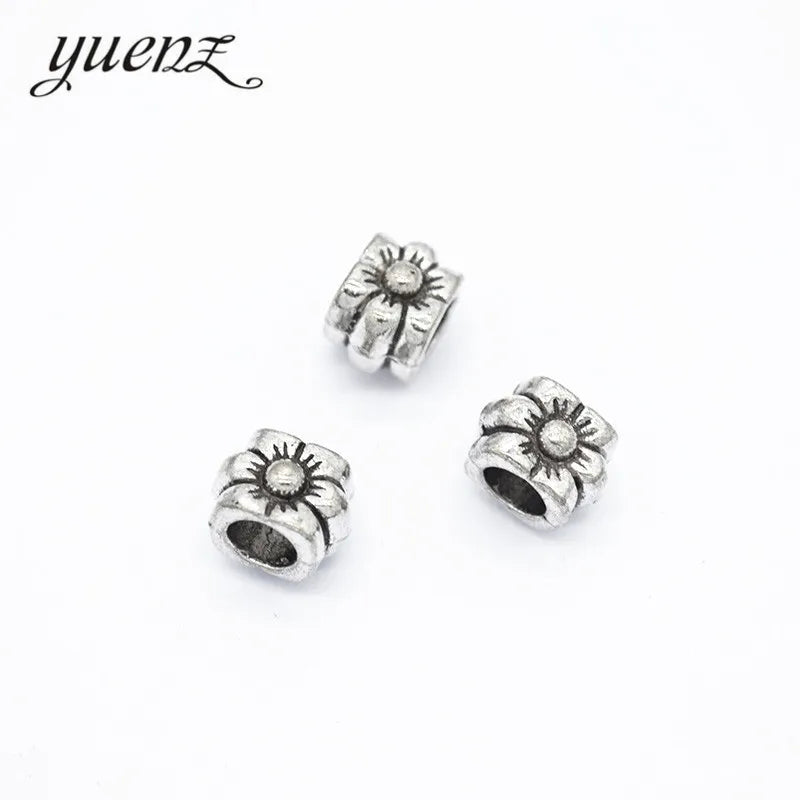 YuenZ Beads Charms Antique Silver Color Flower Big Hole Spacer Beads Charms Pendants for Bracelets Jewelry Making R215