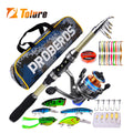 Tolure 1.8m Carbon Telescopic Ultra Light Sea Saltwater Fishing Rod Set with High Carbon Steel Reel Combo