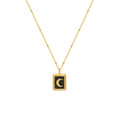 Fashion Dainty Enamel Autumn Jewelry Stainless Steel 18K Gold Plated Geometric Square Moon Pendant Necklace