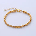 Fashion Popular 2024 Stainless Steel Twist Braided Chain Hip Hop 18K Gold Plated Chain Bracelet for Girl Men