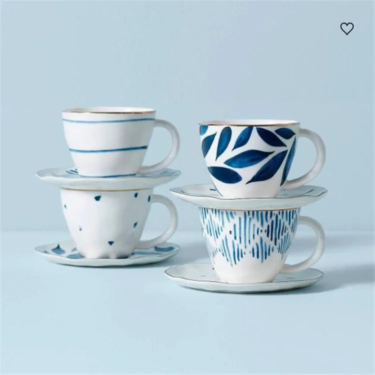 Exquisite Wholesale Tea Cup Hotel Home Porcelain Coffee Luxury Cup Saucer Set for Wedding