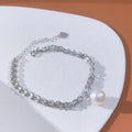 B255 8-9mm 925 Sterling Silver Gold Plated Wholesale Freshwater Pearl Charm Bracelet  Bangle Fancy Jewelry for Women