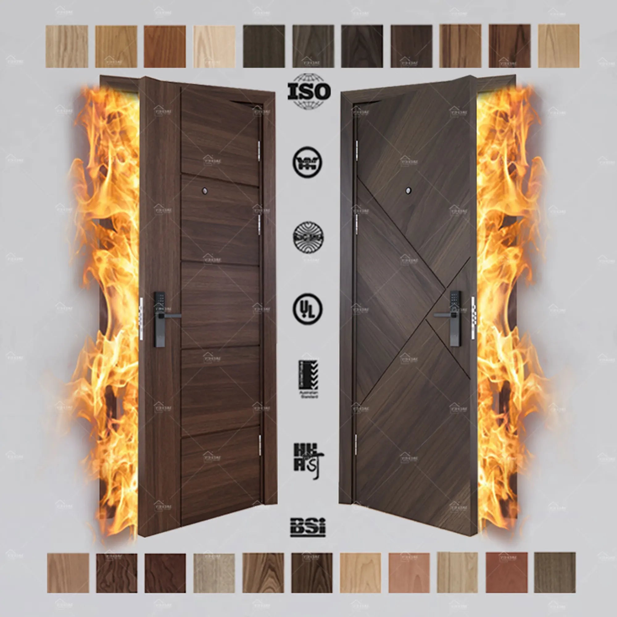 AS Certified Fire protection Door Modern Hotel Apartment Fire Interior Door Wooden Fire Safety Door for Houses