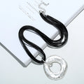 TongLing Italy Minimalist Sweater Necklace Geometric Circular Strand Necklace for Daily Life