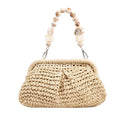 Hotsale Womens Small Handbag Wallet Clutch Straw Woven Hand Bag Boha Style with Rattan Bead Summer Beach Ladies Tote Bag