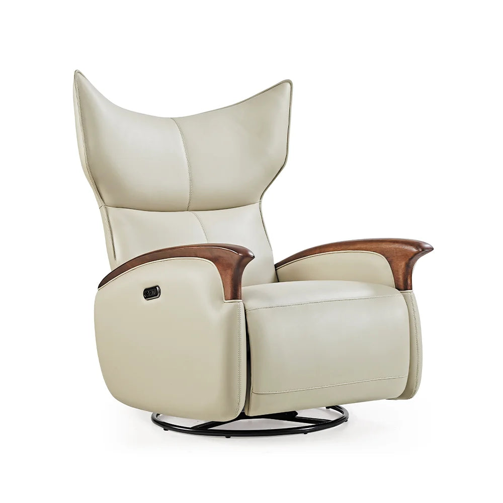 Intelligent Single Sofa Electric Multifunctional Genuine Leather Recliner Extendable Wood Metal Frame Rotating Shaking Deck for