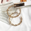 HOVANCI 2021 Women Fashion Exaggerated Gold Plated Big C Shape Hoop Earrings Link Chain Round Circle Hoop Earrings