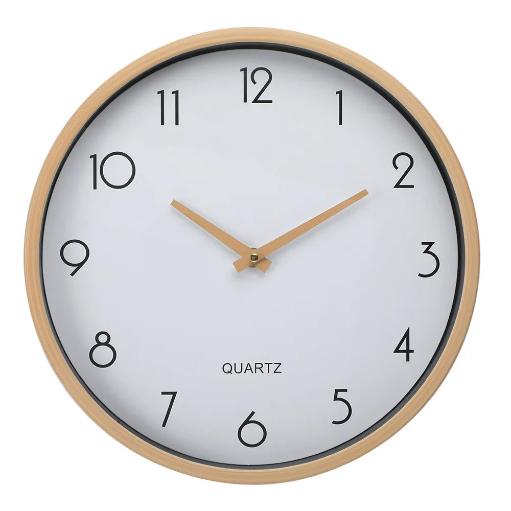 EMAF 12 Inch Battery Power Simplicity Imitated Wall Clock Wall Decor Quartz Analog Clock Mute Silent Working Plastic Wall Clock