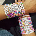 BP1020 Colorful Rainbow Polymer Clay Disc Heishi Beaded Words Initial Letters Inspirational Stacking Bracelet