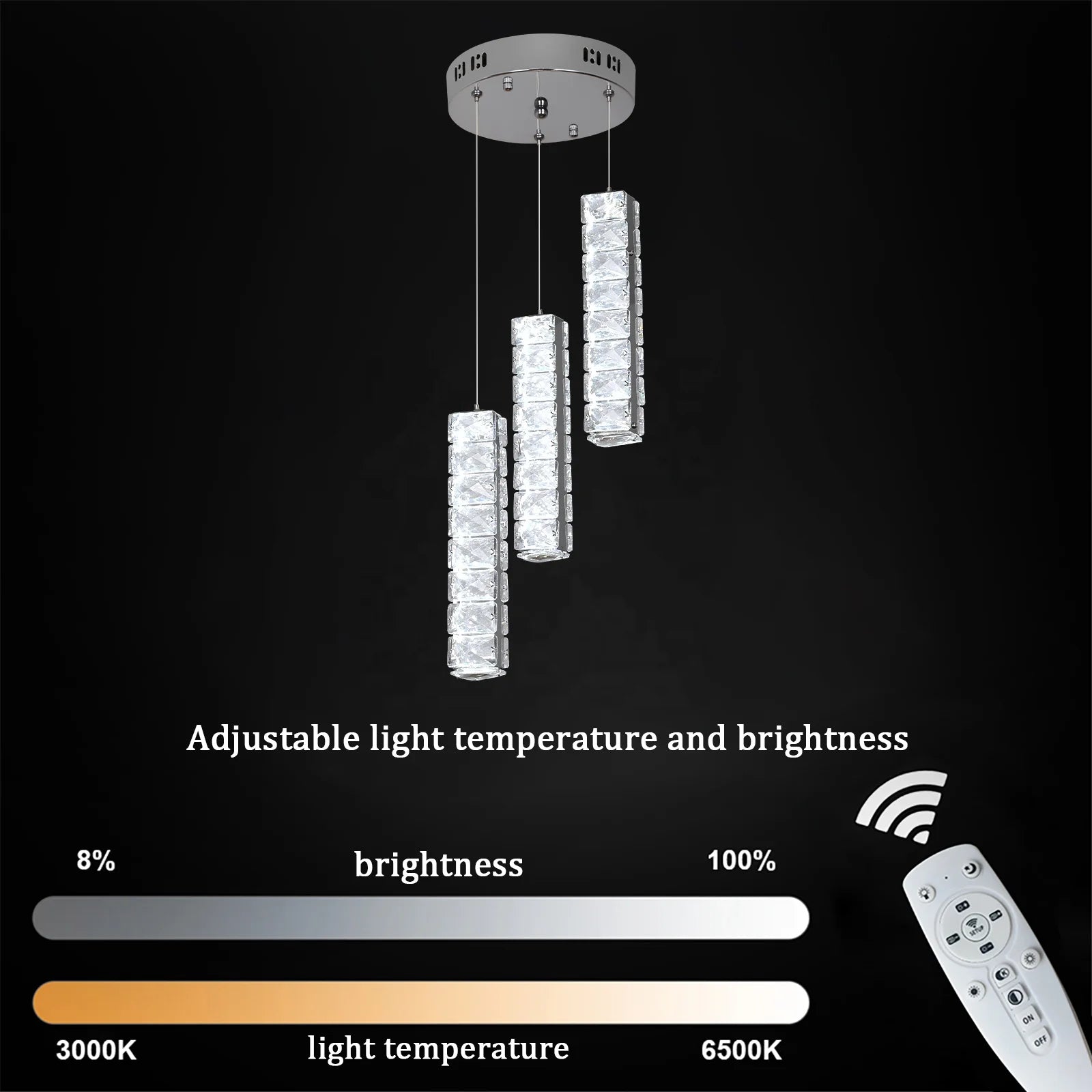 Custom 3 Head Crystal Chandelier Pendant Light Hotel Apartment Decorative Droplight Illumination
