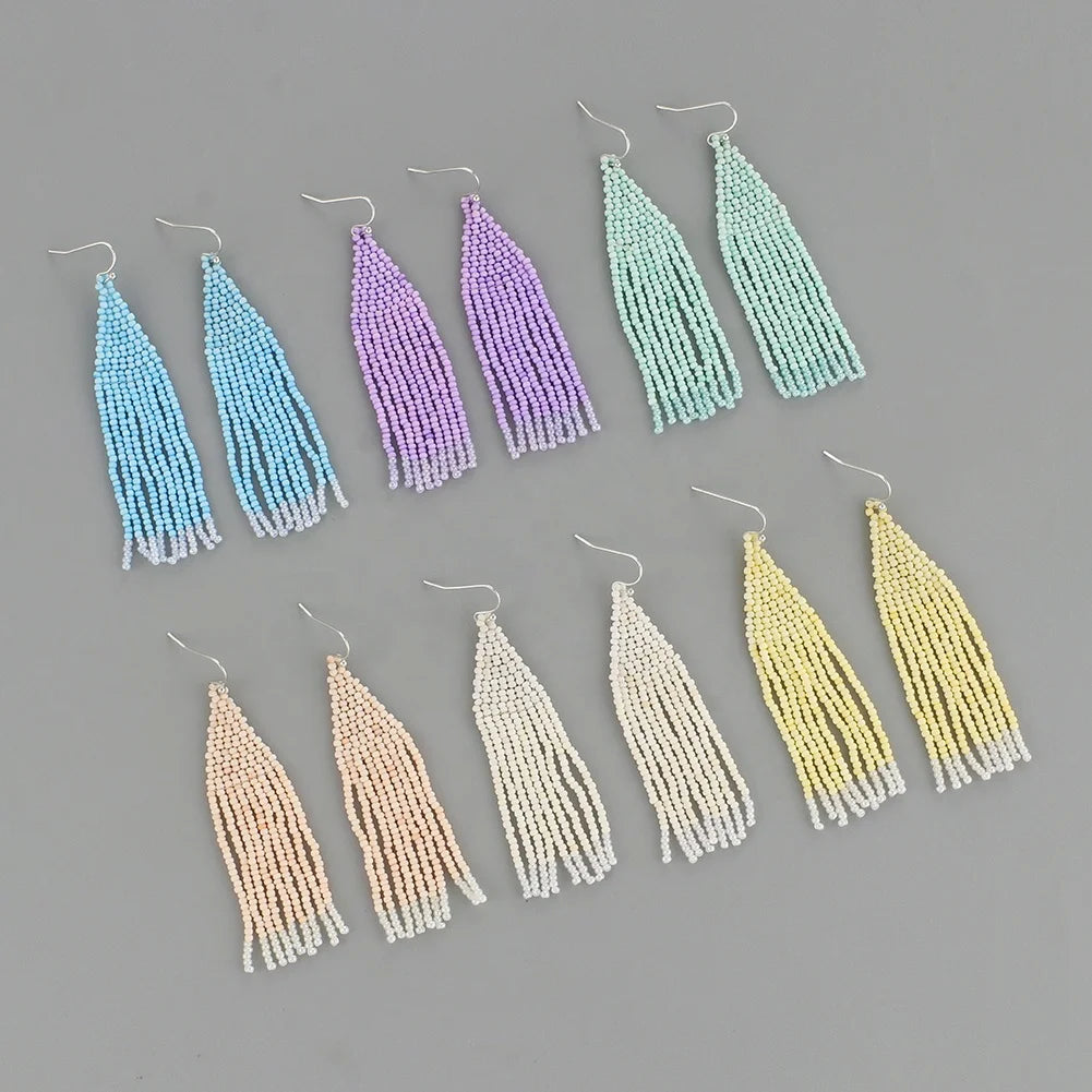 Colorful Fashionable Glass Seed Beads Huggie Earrings Trendy Wedding Party Jewelry for Engagement or Gift
