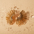 Vintage Scalloped Rhinestone Geometric Zircon 18K Gold Plated Stud Earring Texture Rhinestone Fan Shape Stud Earring  for Women