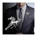 Western Christmas Party Anniversary Men Suit Lapel Pin Brooch Gold Silver Alloy Corsage Animal Horse Safty Pin Brooch for Suit