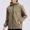 Men's Waterproof Jacket Work Softshell Jacket Lightweight Outdoor Hiking Jacket Coat With Hood Zipper Pockets