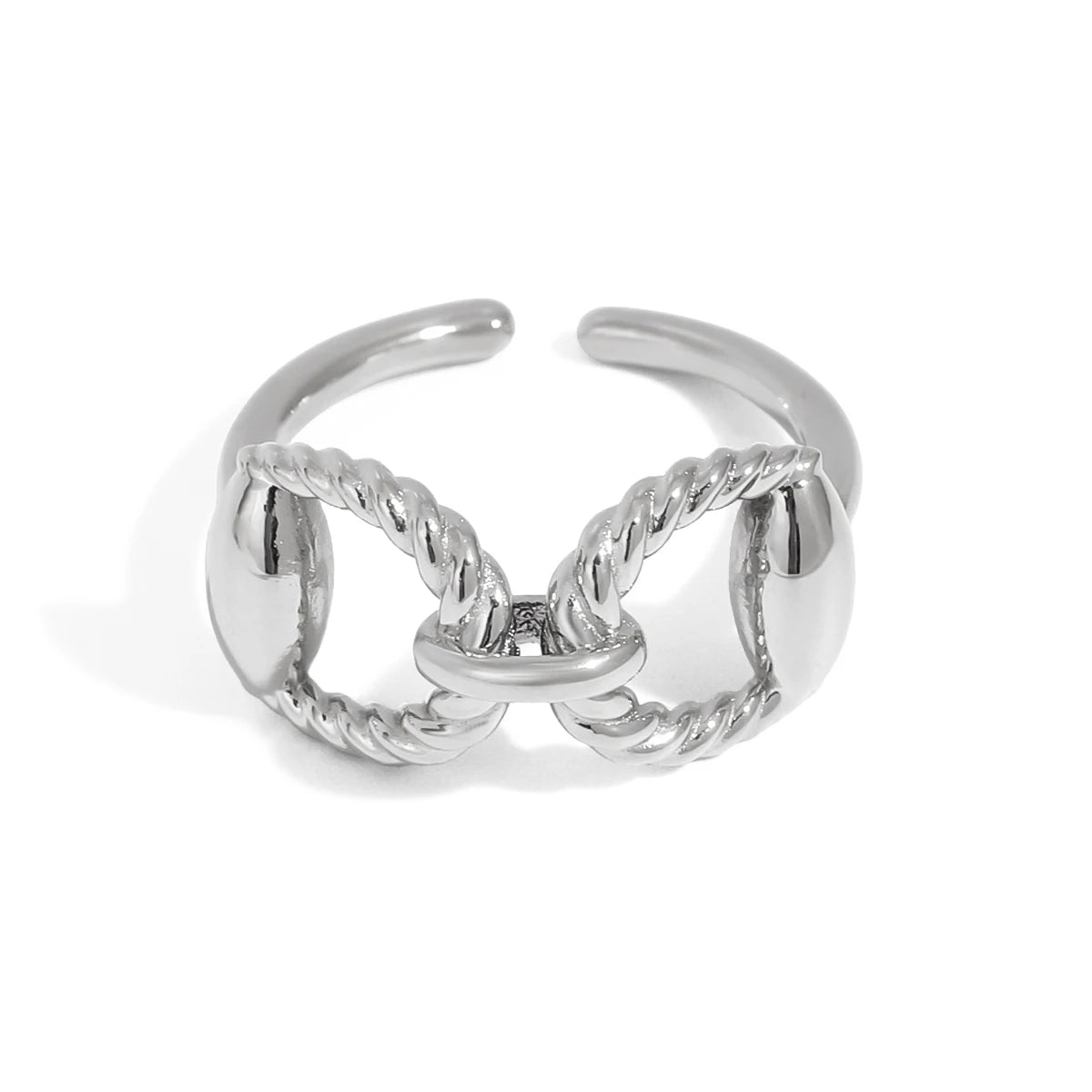 J&D Stainless Steel Double D-Shaped Rings Gold Plated Hypoallergenic Jewelry for Engagement Party or Personalized Gift