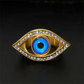 Non Tarnish Stainless Steel Turkish Fashion Jewellery Gold Plated Blue Eyes Cz Ring