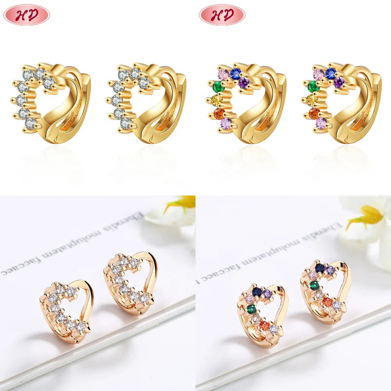 Women's Fashion Aircraftgold Plated Huggie Earrings Trendy Hollow Out love Heart Free Shipping Jewelry