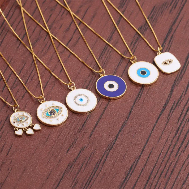 Personality Bohemian Real Gold Plated Chic Women Turkish Evil Eye Necklace Enamel Pendant Choker Necklace Jewelry for Women 2025