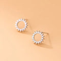 Cubic Zircon Circle Earring Feeling Jewelry Fresh Temperament Sunflower Silver 925 Earrings