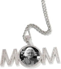 Mom Pattern Picture Frame Sublimation Necklace with Metal Charm Chain Photo Frame Jewelry for Mother's Day