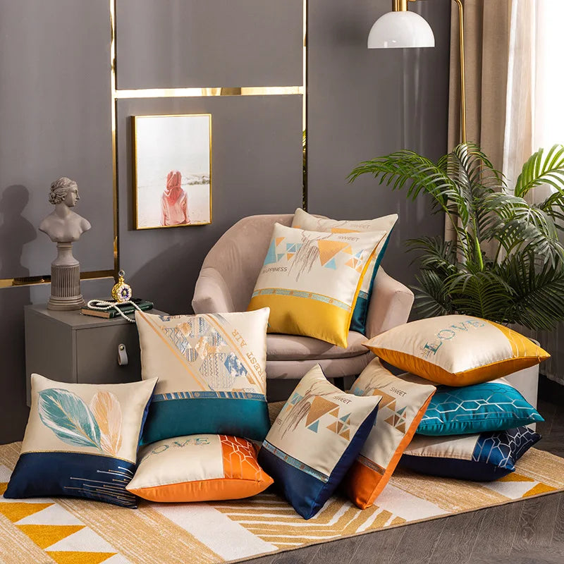 Jacquard Luxury Cushion Cover Throw Pillow Covers 18x18 Square Decorative Pillowcases Woven Leaves Pattern for Hotel Home Decor