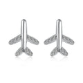 Dylam New Design Fine Fashion Jewelry S925 Silver 5A Cubic Zirconia Airplane Shape Stud Earrings for Women Daily Dress up